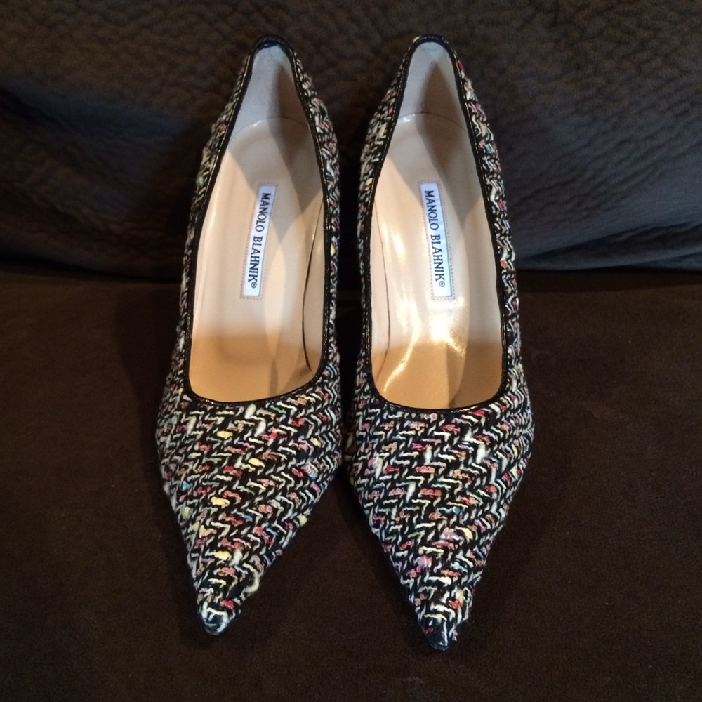Manolo Blahnik Bella Multi Tweed Size 39 NWT